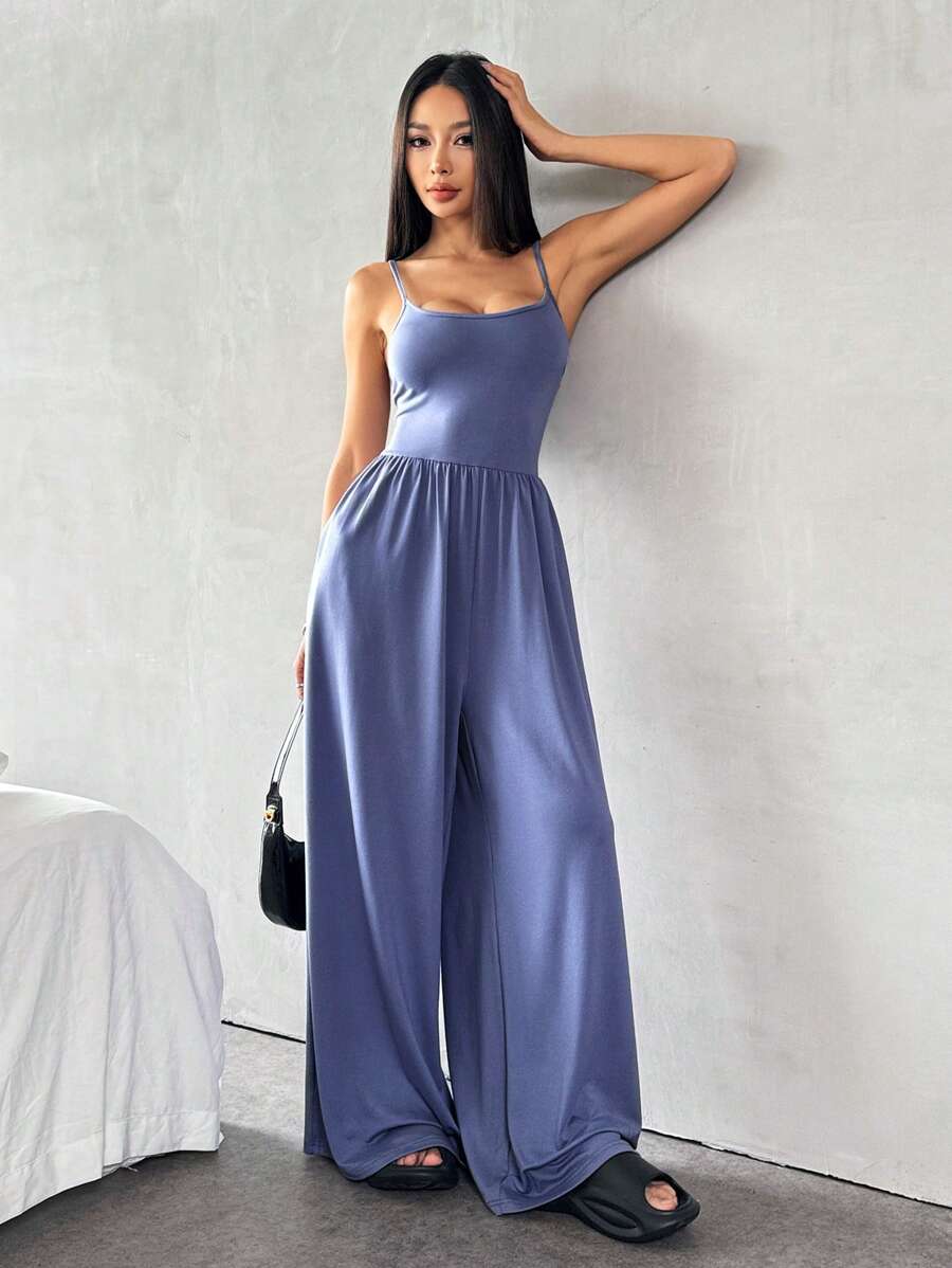 Spaghetti Strap Jumpsuit – Wide Leg, Sexy Fit - Lunavitae