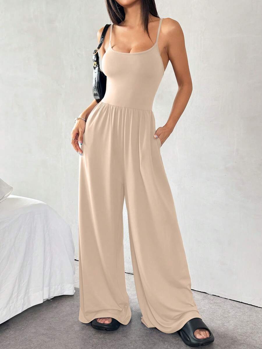 Spaghetti Strap Jumpsuit – Wide Leg, Sexy Fit - Lunavitae