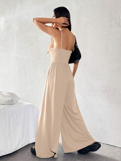 Spaghetti Strap Jumpsuit – Wide Leg, Sexy Fit - Lunavitae