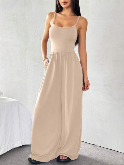 Spaghetti Strap Jumpsuit – Wide Leg, Sexy Fit - Lunavitae