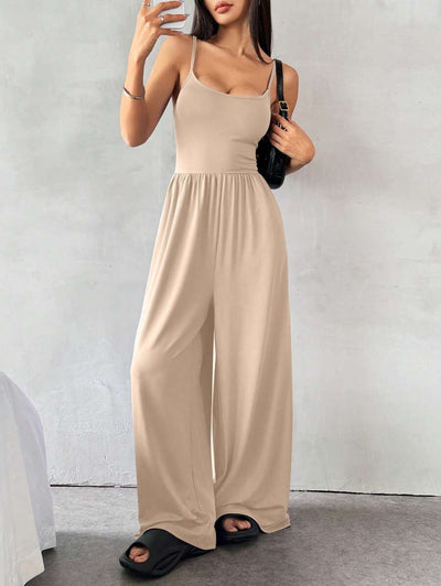 Spaghetti Strap Jumpsuit – Wide Leg, Sexy Fit - Lunavitae