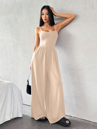 Spaghetti Strap Jumpsuit – Wide Leg, Sexy Fit - Lunavitae