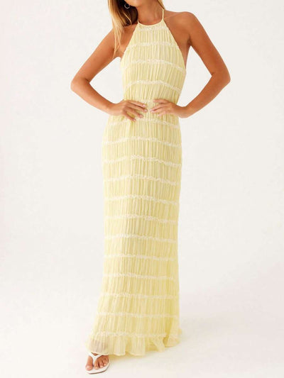 Ruched Bodycon Long Dress – Sleeveless Backless Cocktail Party Dress - Lunavitae