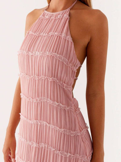 Ruched Bodycon Long Dress – Sleeveless Backless Cocktail Party Dress - Lunavitae