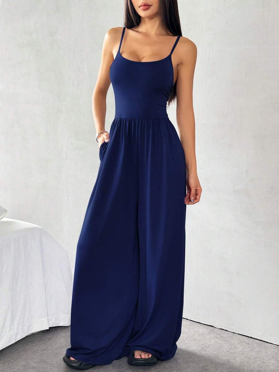 Spaghetti Strap Jumpsuit – Wide Leg, Sexy Fit - Lunavitae