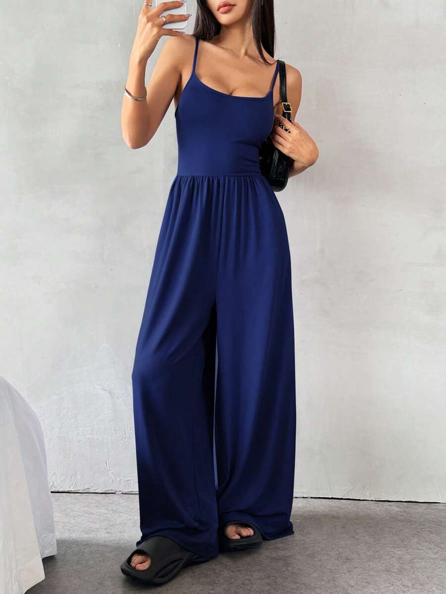 Spaghetti Strap Jumpsuit – Wide Leg, Sexy Fit - Lunavitae
