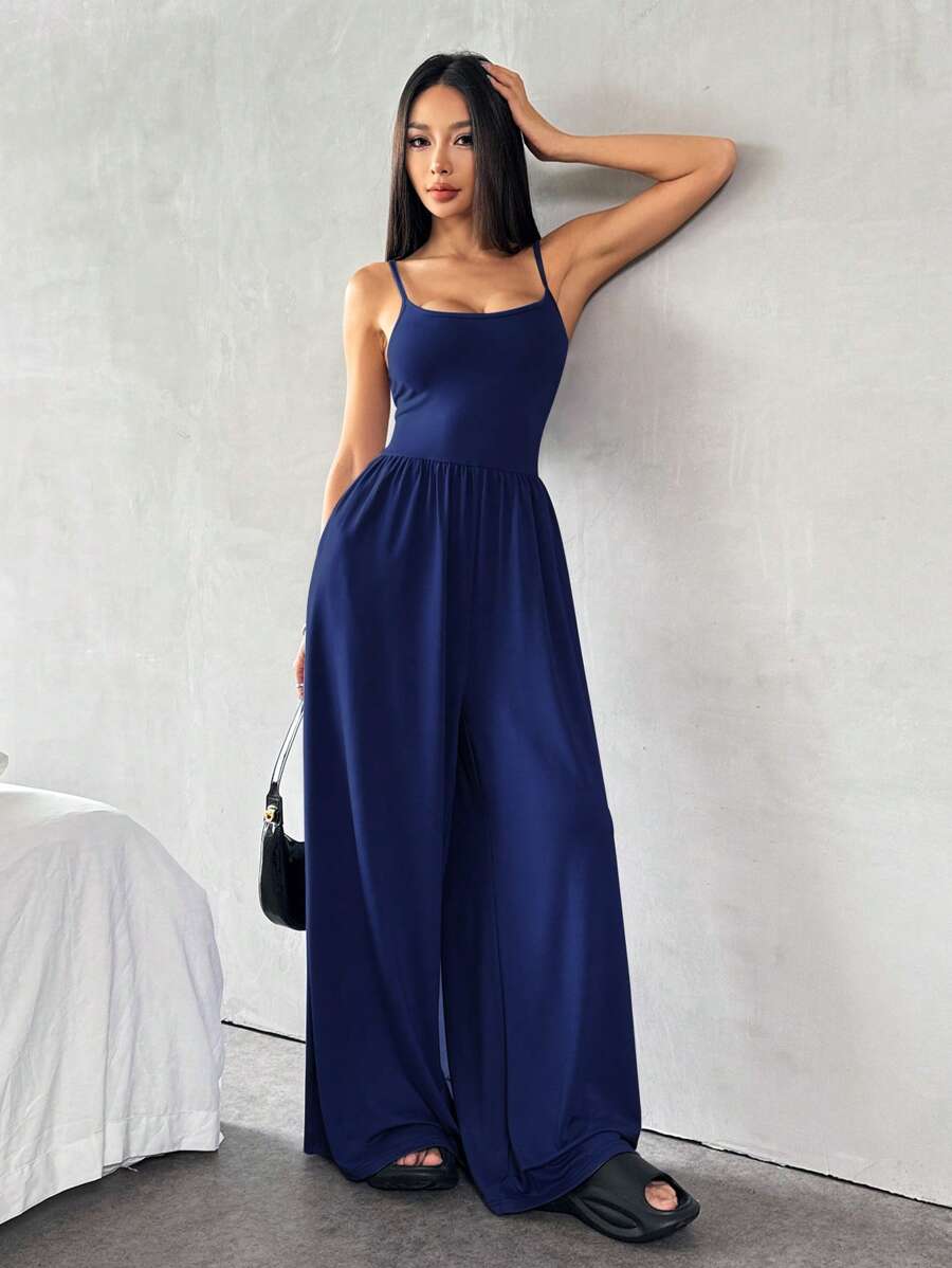 Spaghetti Strap Jumpsuit – Wide Leg, Sexy Fit - Lunavitae