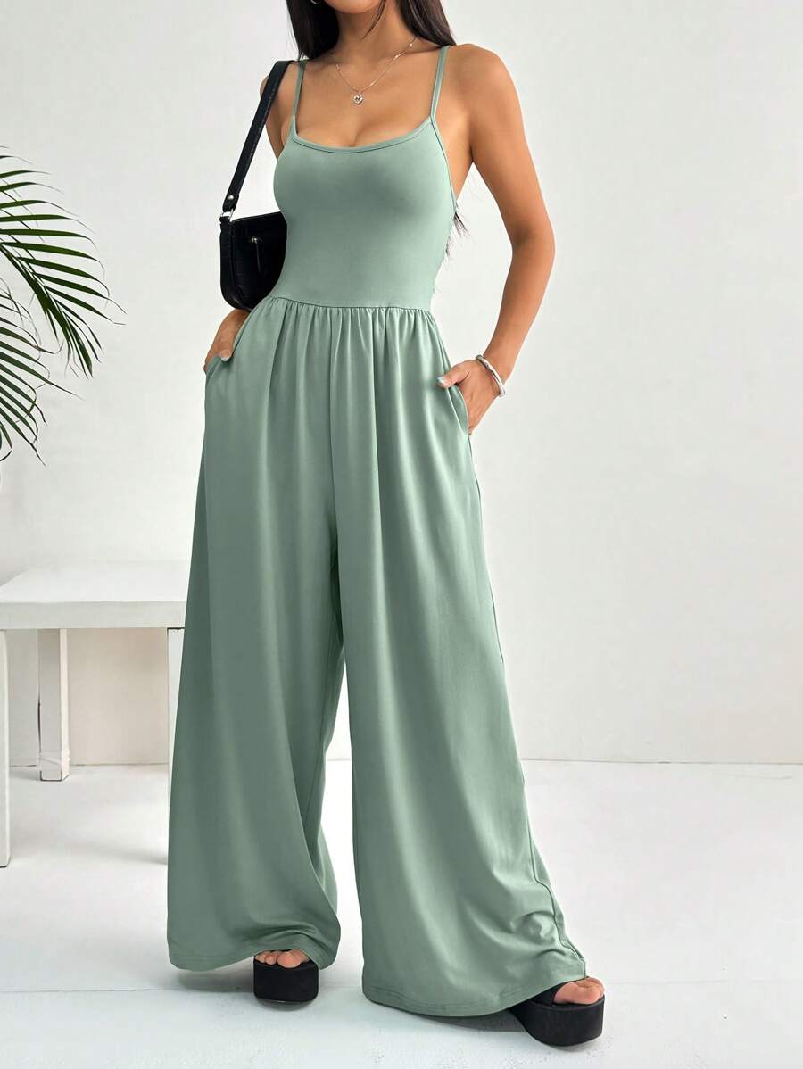 Spaghetti Strap Jumpsuit – Wide Leg, Sexy Fit - Lunavitae