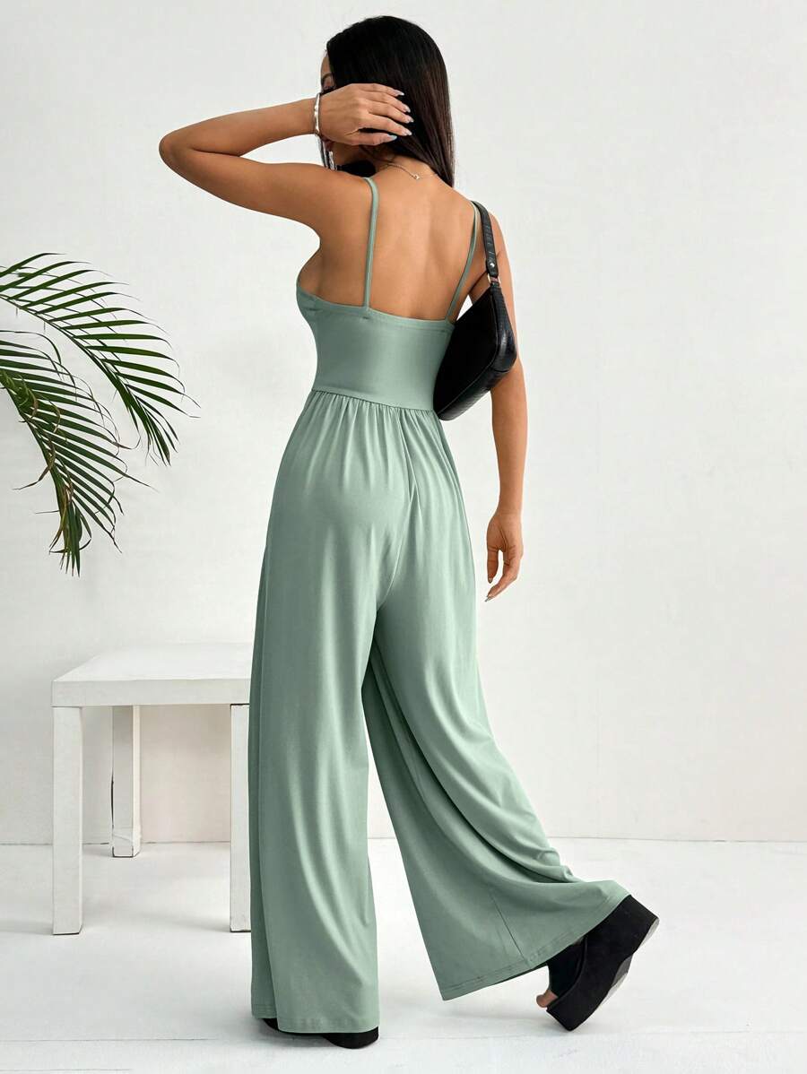 Spaghetti Strap Jumpsuit – Wide Leg, Sexy Fit - Lunavitae