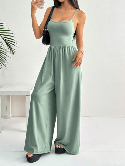 Spaghetti Strap Jumpsuit – Wide Leg, Sexy Fit - Lunavitae