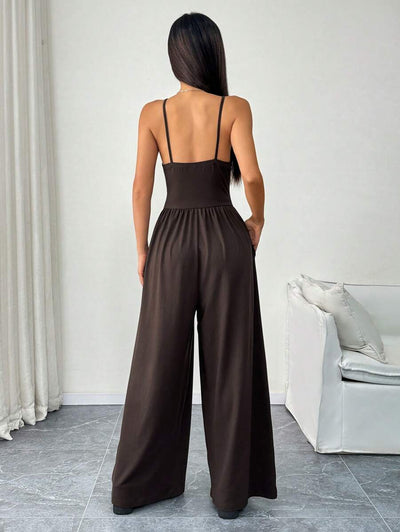 Spaghetti Strap Jumpsuit – Wide Leg, Sexy Fit - Lunavitae