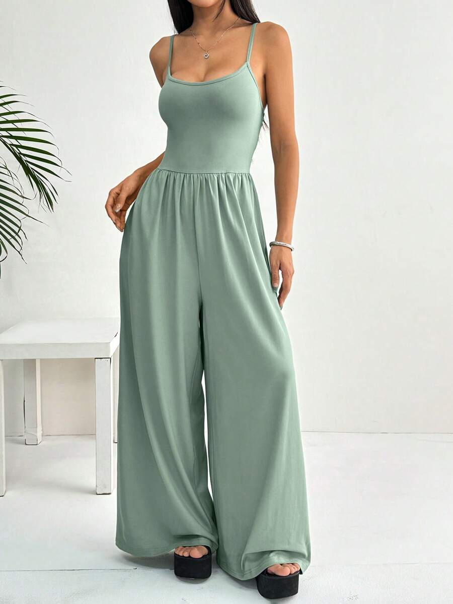 Spaghetti Strap Jumpsuit – Wide Leg, Sexy Fit - Lunavitae