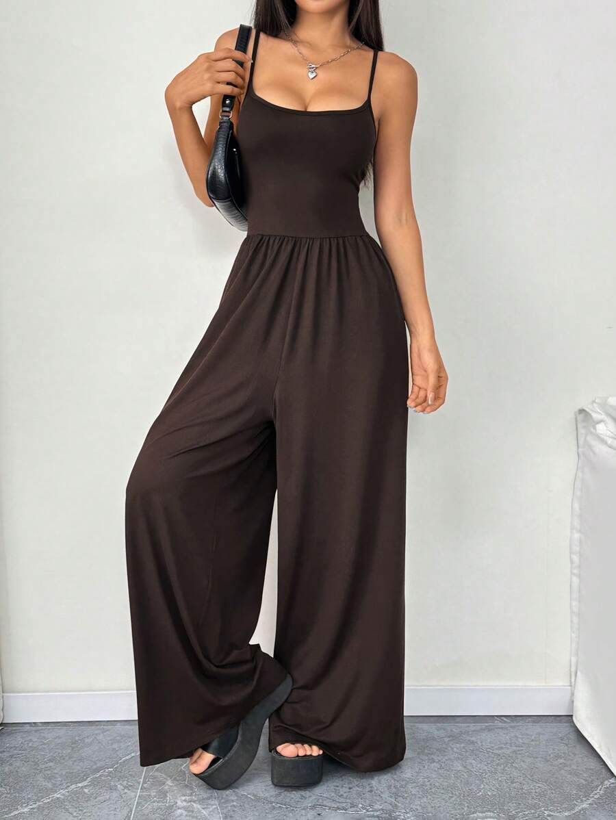 Spaghetti Strap Jumpsuit – Wide Leg, Sexy Fit - Lunavitae