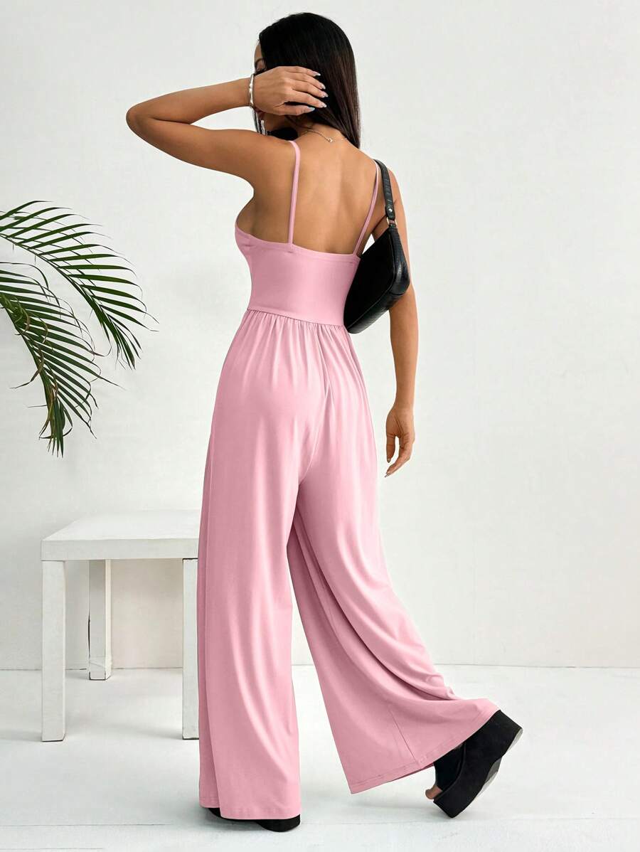 Spaghetti Strap Jumpsuit – Wide Leg, Sexy Fit - Lunavitae