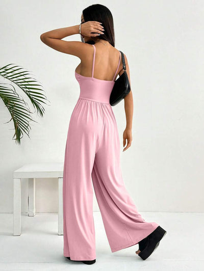 Spaghetti Strap Jumpsuit – Wide Leg, Sexy Fit - Lunavitae