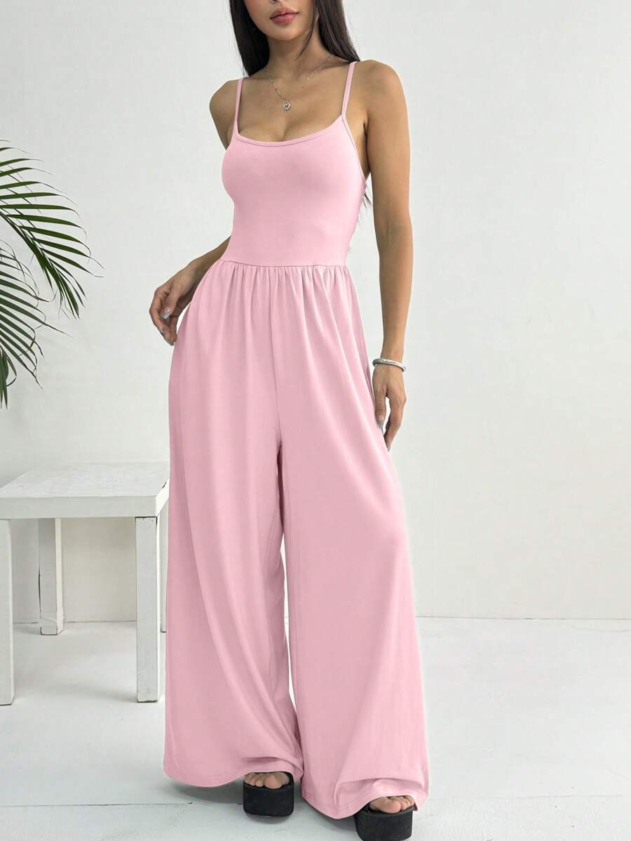 Spaghetti Strap Jumpsuit – Wide Leg, Sexy Fit - Lunavitae