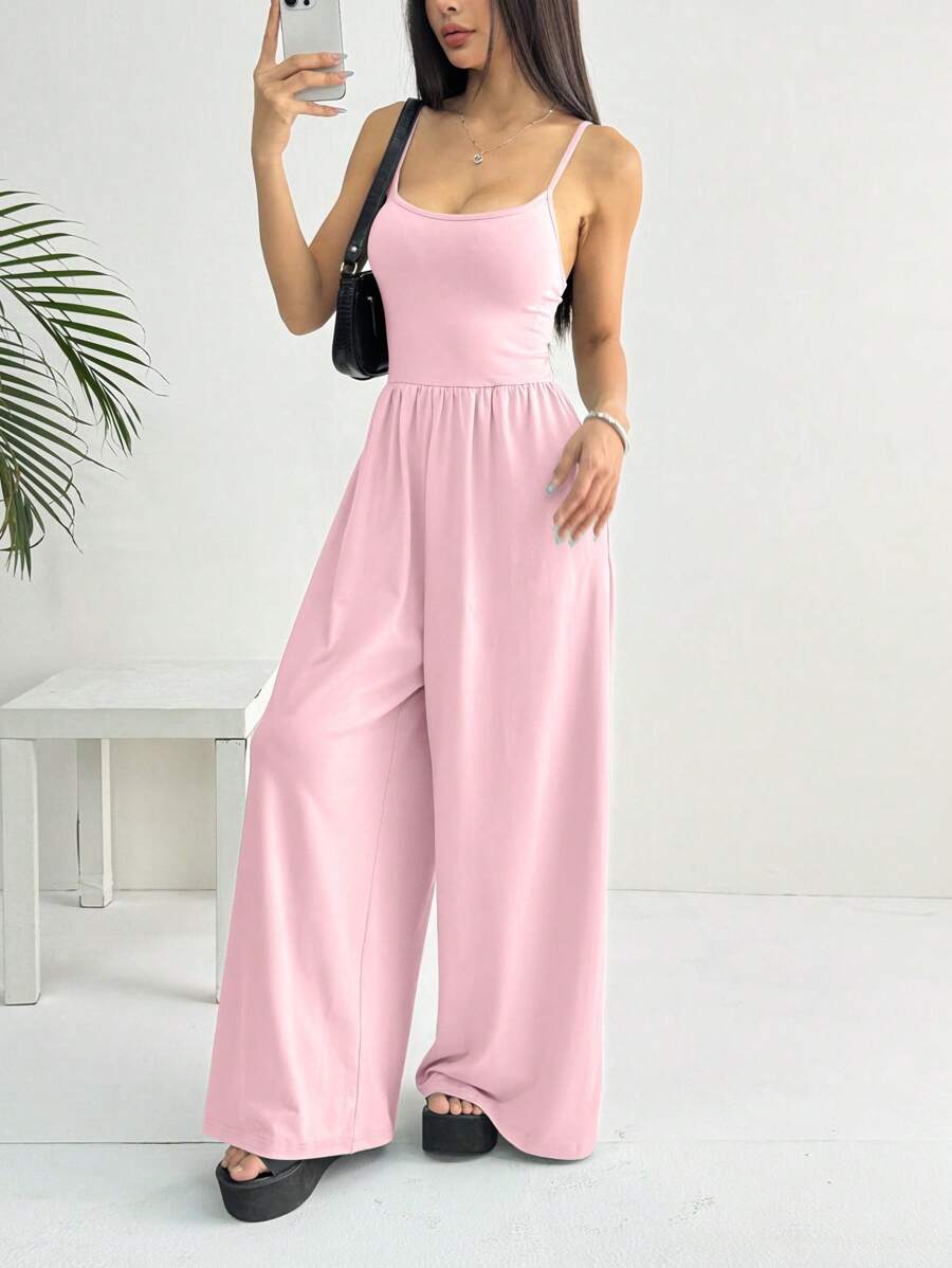Spaghetti Strap Jumpsuit – Wide Leg, Sexy Fit - Lunavitae