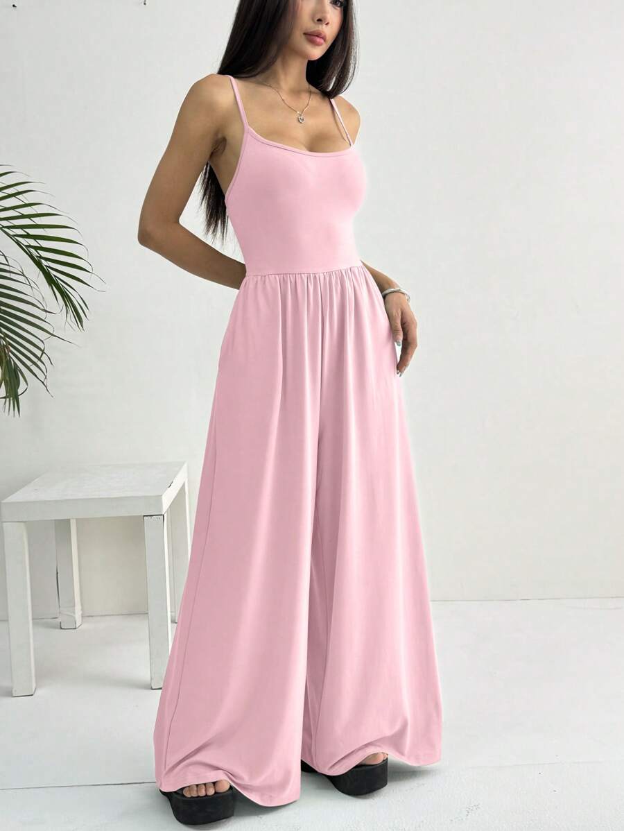 Spaghetti Strap Jumpsuit – Wide Leg, Sexy Fit - Lunavitae