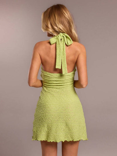 Brown Textured Mini Dress – Festival & Beach Style - Lunavitae