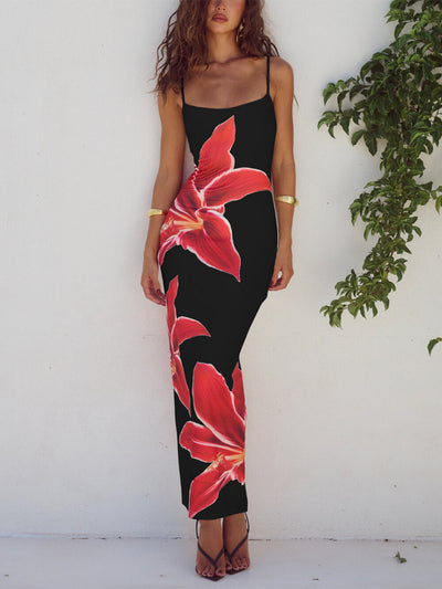 Abstract Unforgettable Floral Print Maxi Dress - Lunavitae