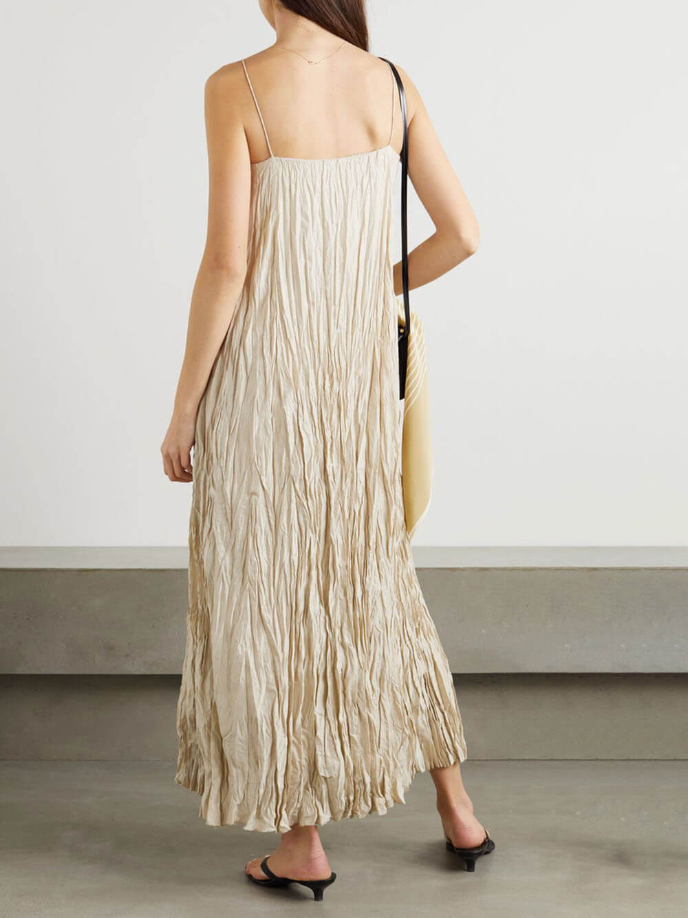 Elegant And Beautiful Pleated Suspender Maxi Dress - Lunavitae