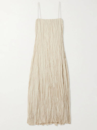 Elegant And Beautiful Pleated Suspender Maxi Dress - Lunavitae