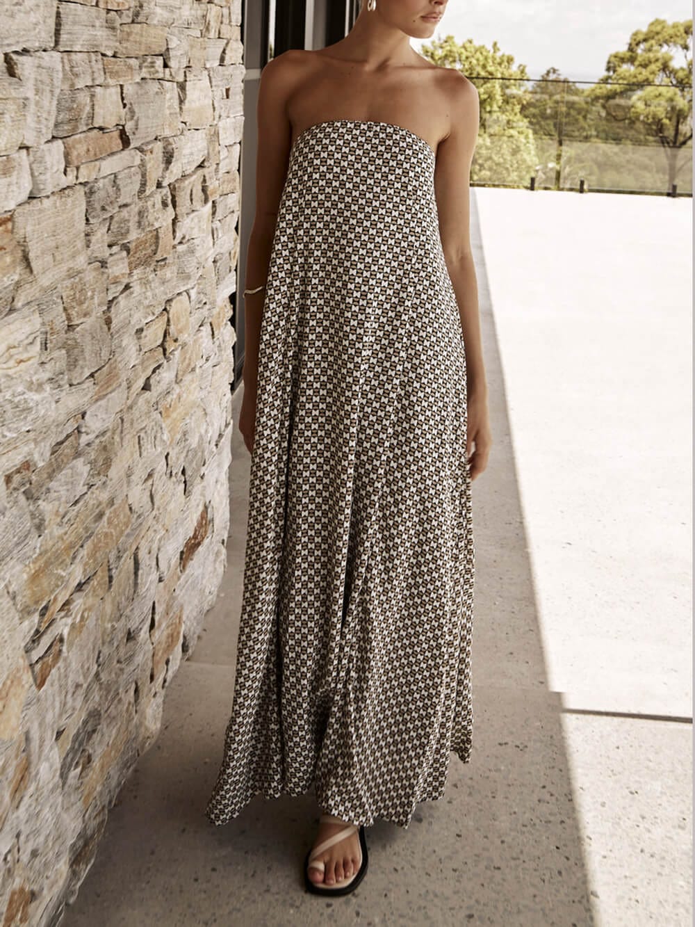 Bohemian Diamond Print Maxi Dress - Lunavitae