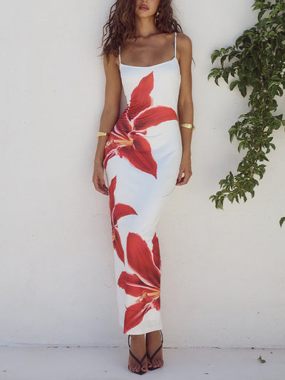 Abstract Unforgettable Floral Print Maxi Dress - Lunavitae