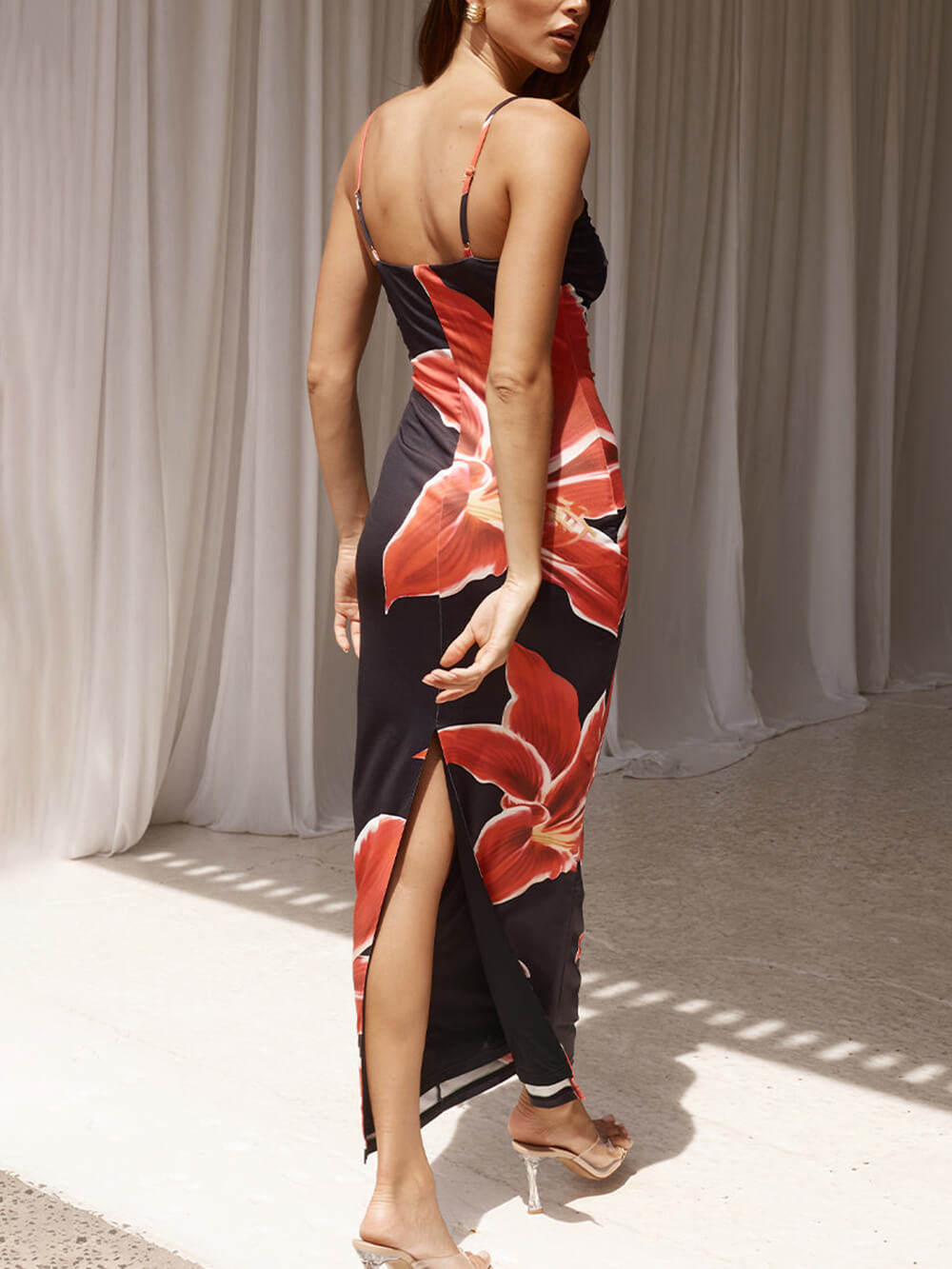 Abstract Unforgettable Floral Print Maxi Dress - Lunavitae