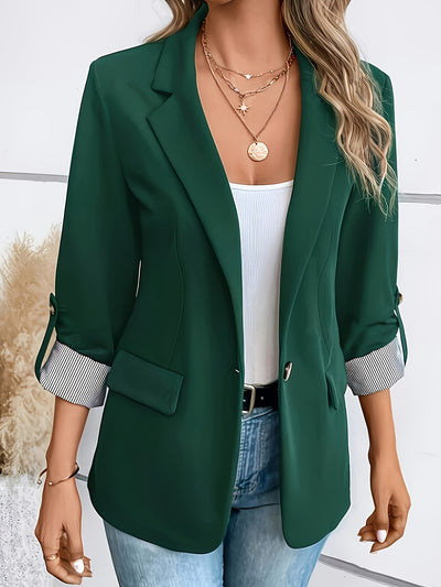 Light Blue Blazer – Double-Breasted, 3/4 Sleeve - Lunavitae
