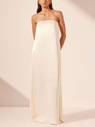 Elegant Satin Evening Gown Maxi Dress - Lunavitae
