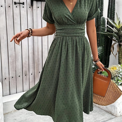 Burgundy Midi Dress – V-Neck, Sleeveless, Flared Fit - Lunavitae