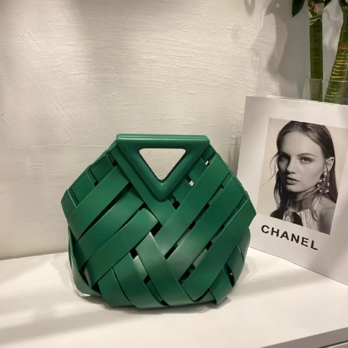 Woven-Style Leather Basket Bag
