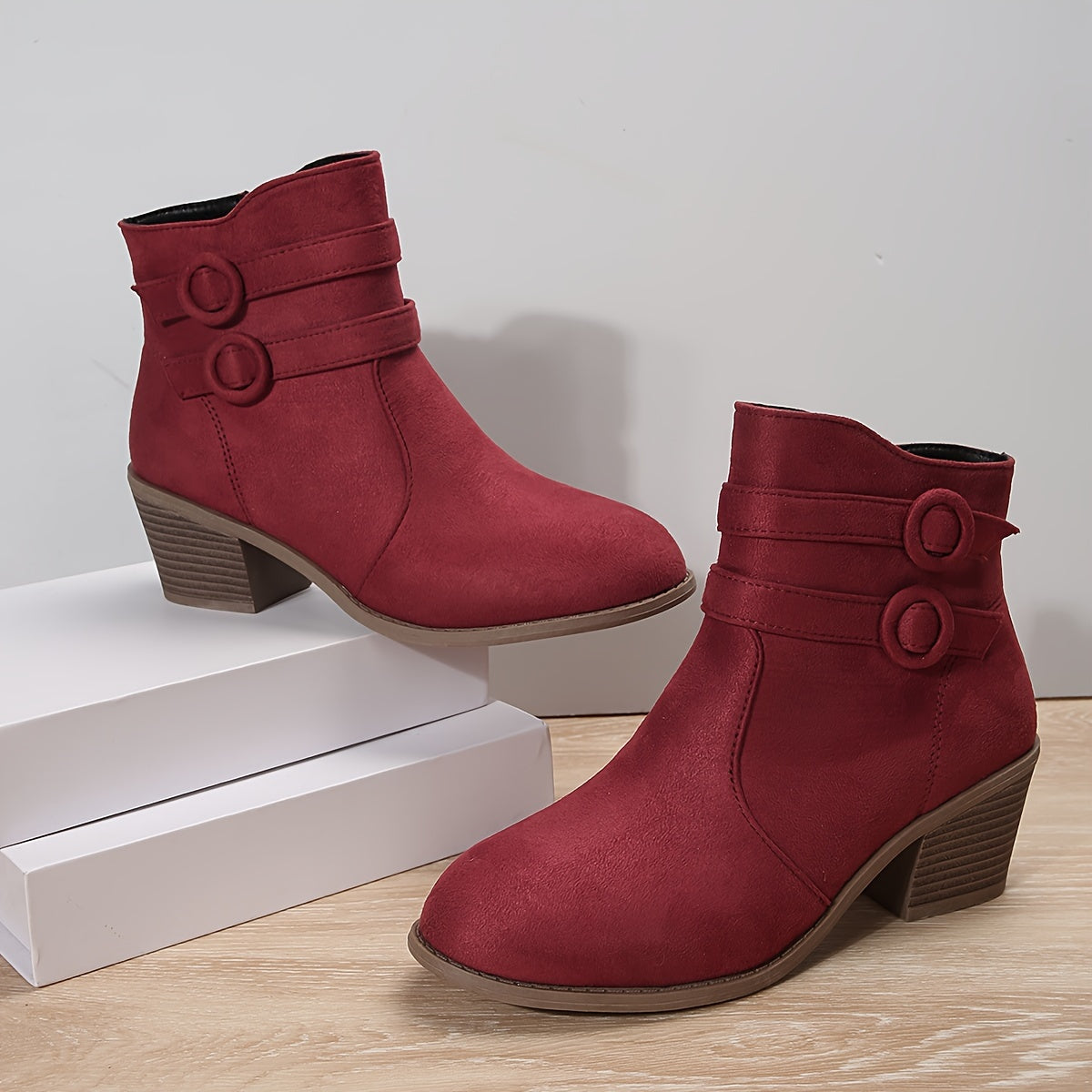 Women’s Solid Pointed-Toe Block Heel Boots – Zipper Closure - Lunavitae