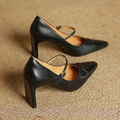 Emily Genuine Leather Heels - Lunavitae