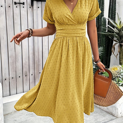 Burgundy Midi Dress – V-Neck, Sleeveless, Flared Fit - Lunavitae
