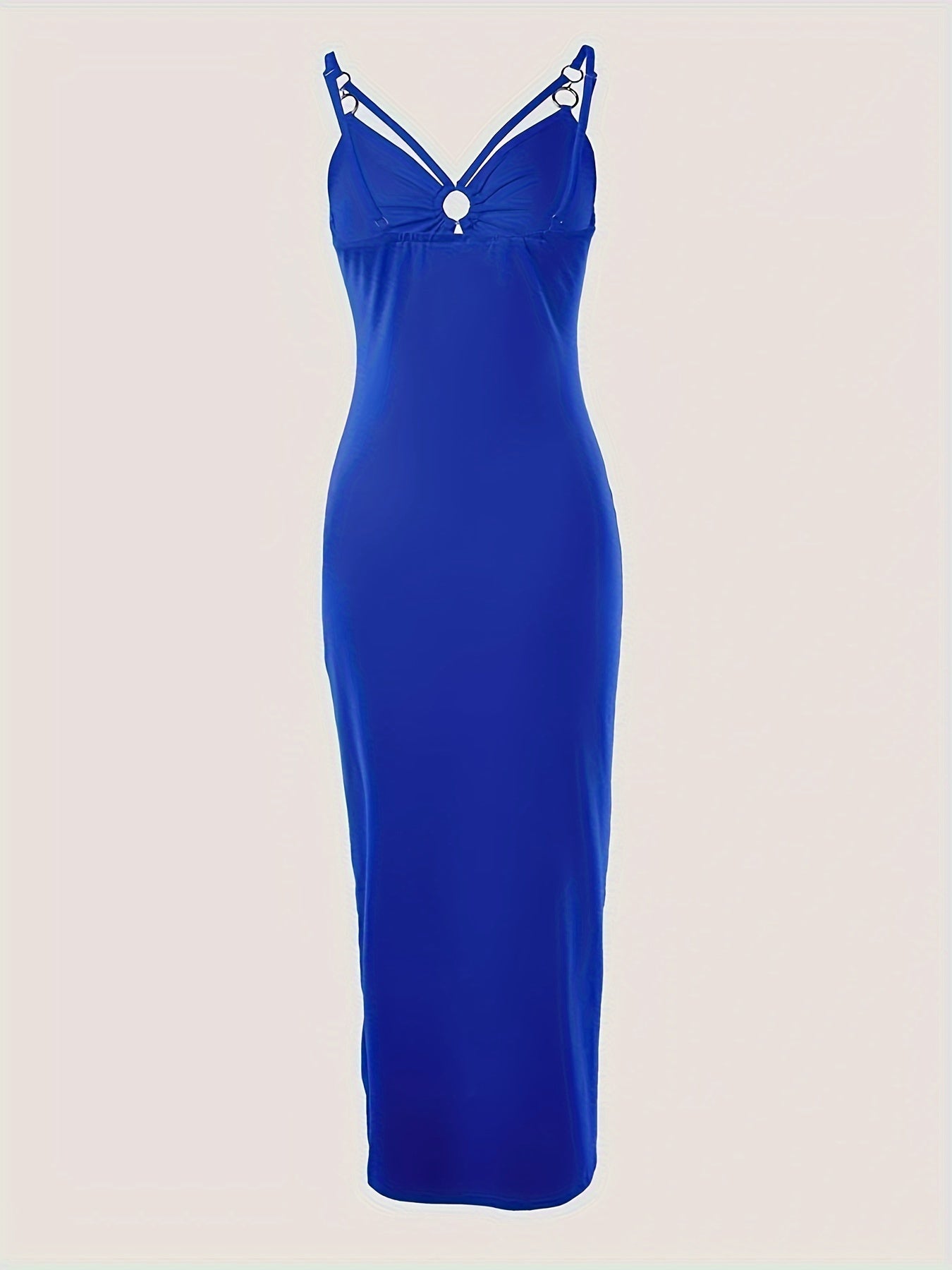 Ruched Cami Dress – Sleeveless, Slit, Hollow-Out - Lunavitae