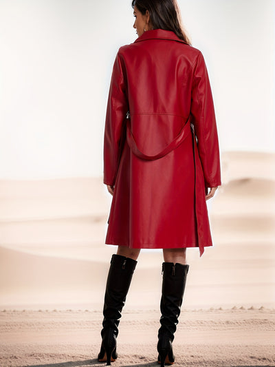 Faux Leather Belted Coat – Plus Size Outerwear - Lunavitae