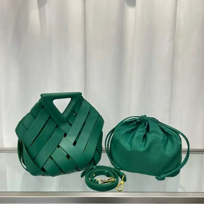 Woven-Style Leather Basket Bag