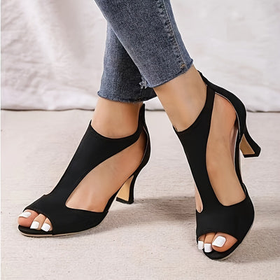 Peep Toe Kitten Heels – Back Zip, Summer Style - Lunavitae