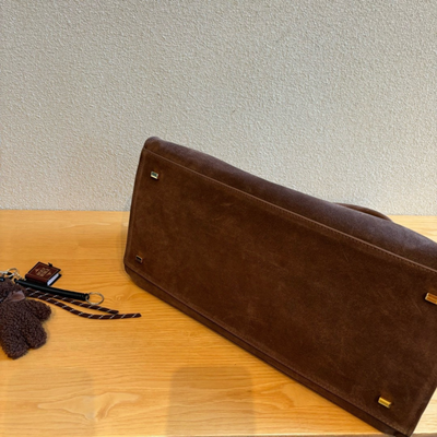 Wide-Base Structured Soft Leather Tote Bag