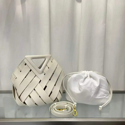 Woven-Style Leather Basket Bag
