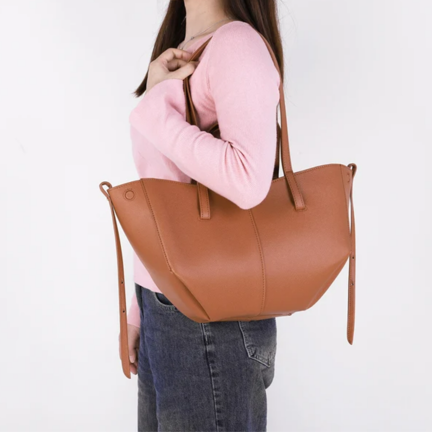 Textured Soft Leather Shoulder Bag