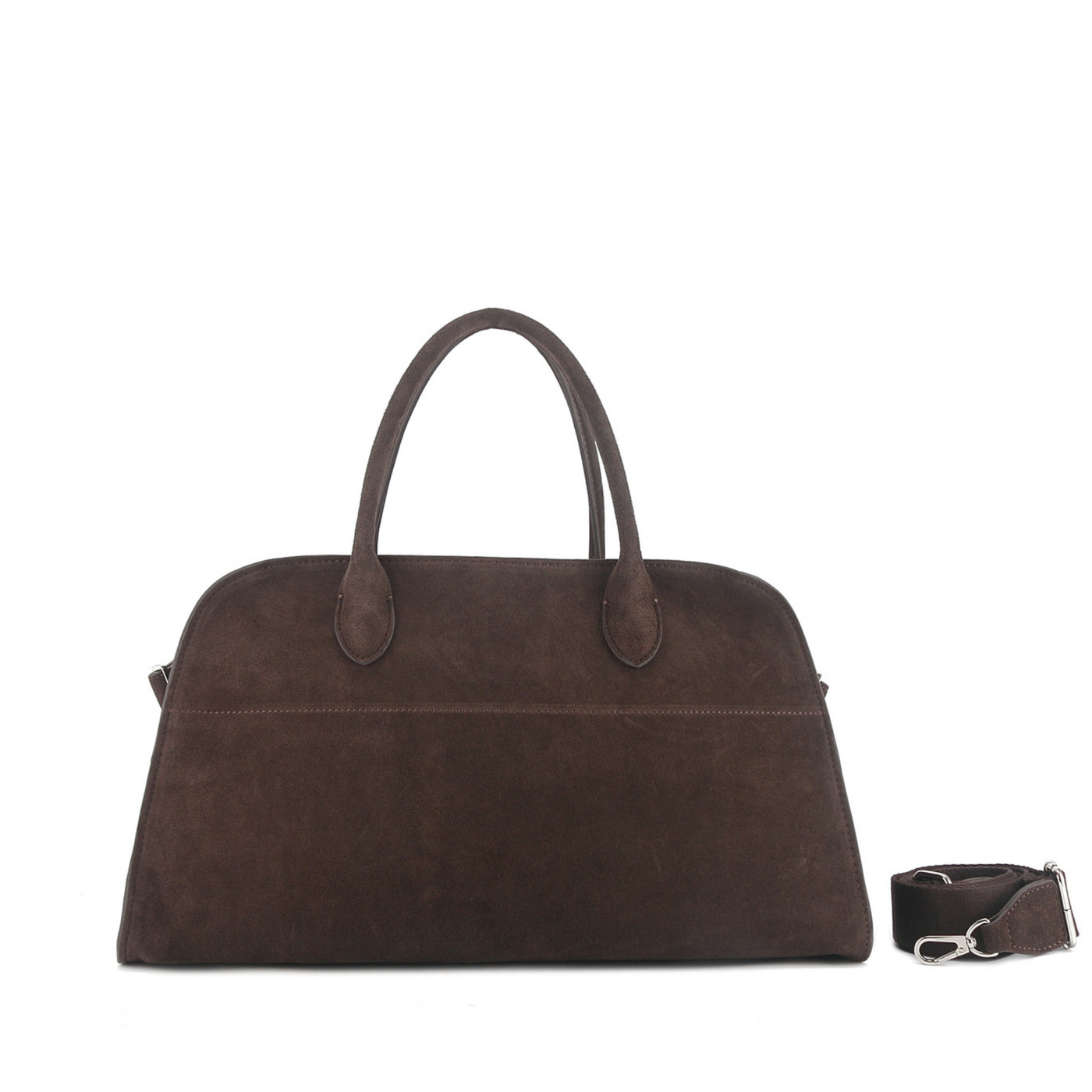 Wide-Base Structured Soft Leather Tote Bag
