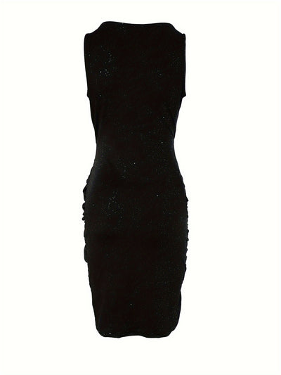 Sleeveless Pleated Party Dress – Elegant Fit & Flare - Lunavitae