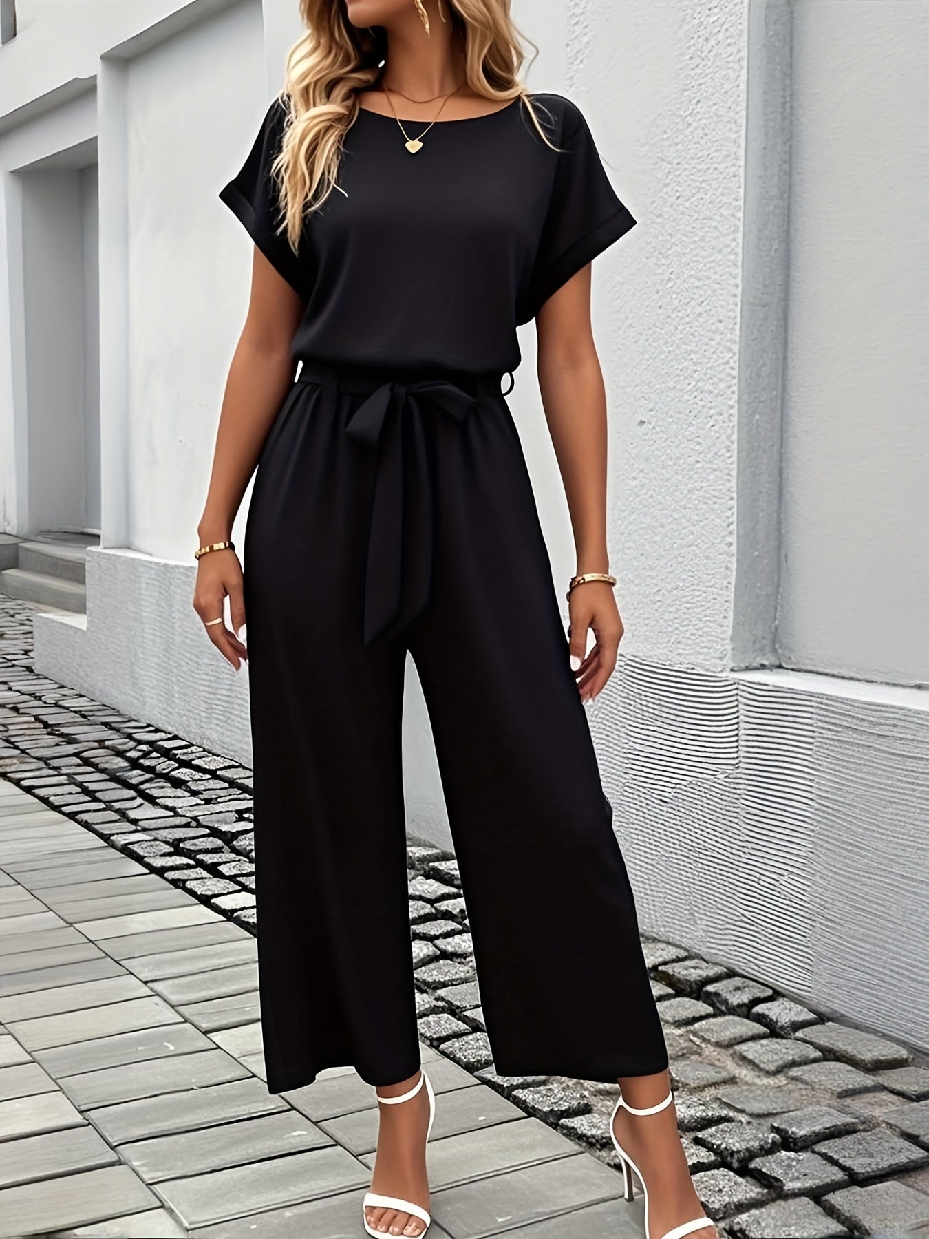 Summer Jumpsuit – Short Sleeve, Wide-Leg Fit - Lunavitae