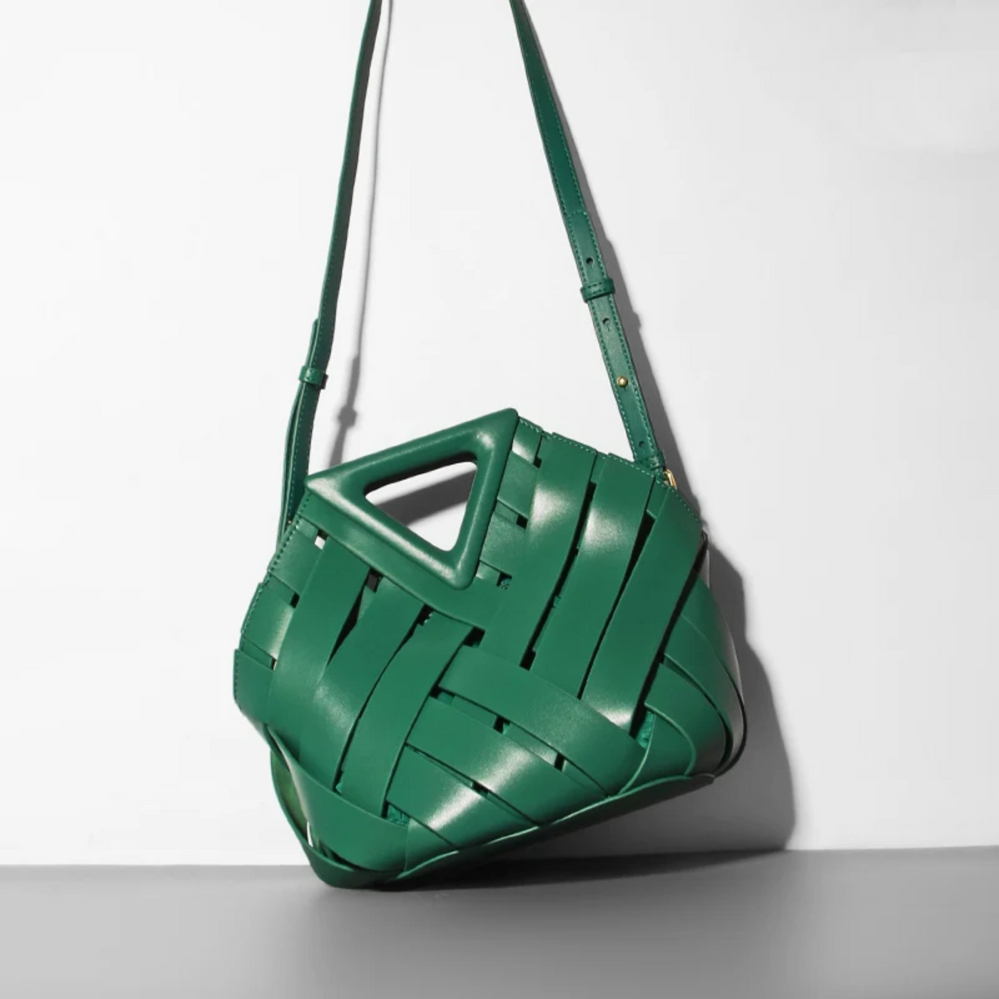 Woven-Style Leather Basket Bag