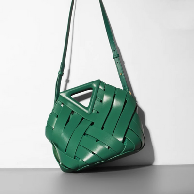 Woven-Style Leather Basket Bag