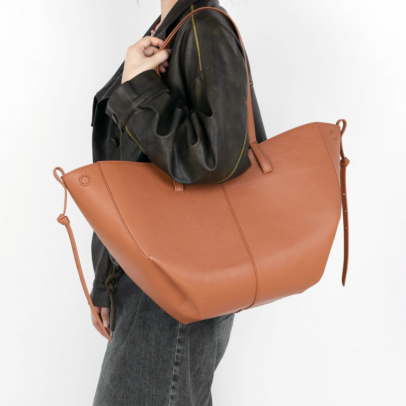 Textured Soft Leather Shoulder Bag