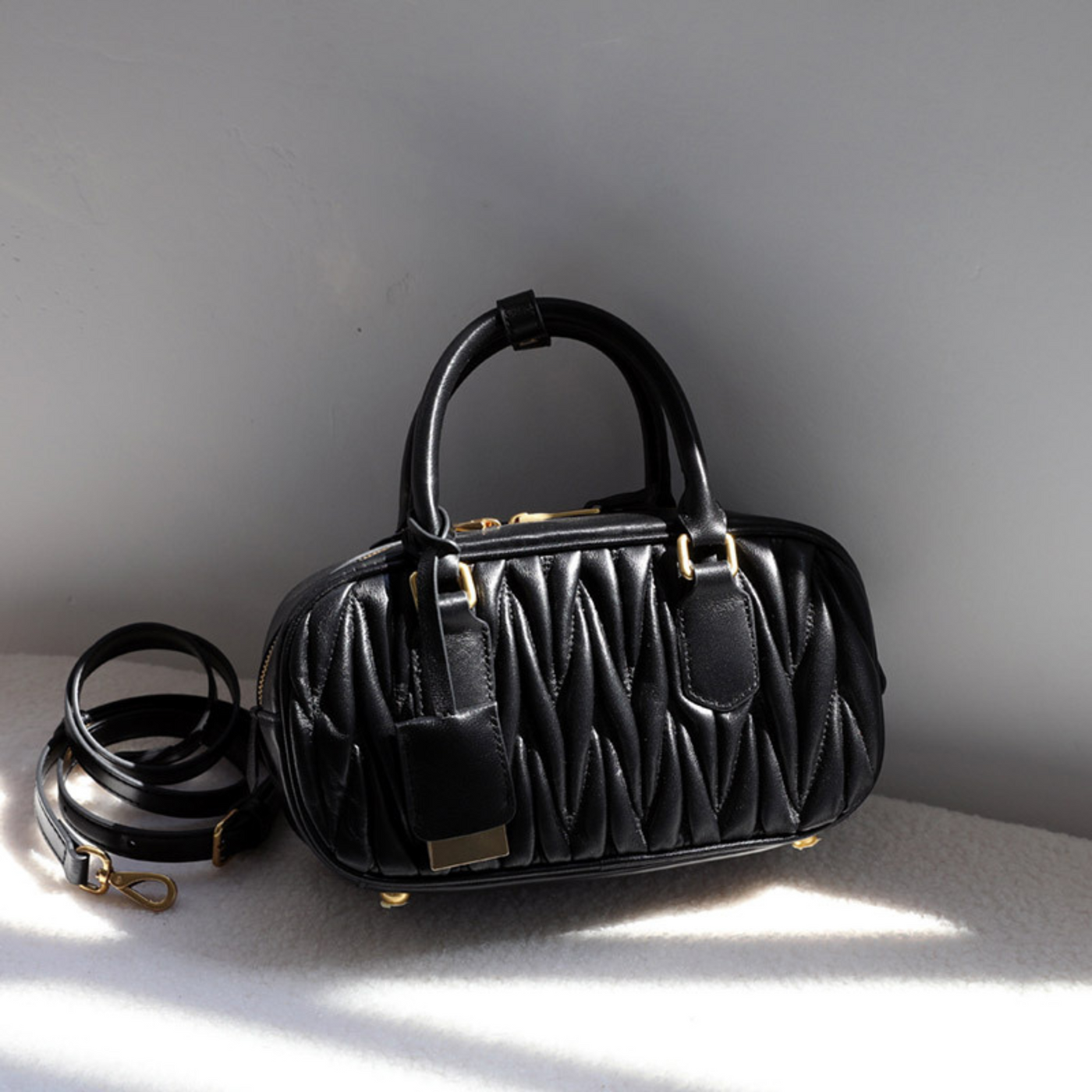 Quilted Soft Leather Top-Handle Bag